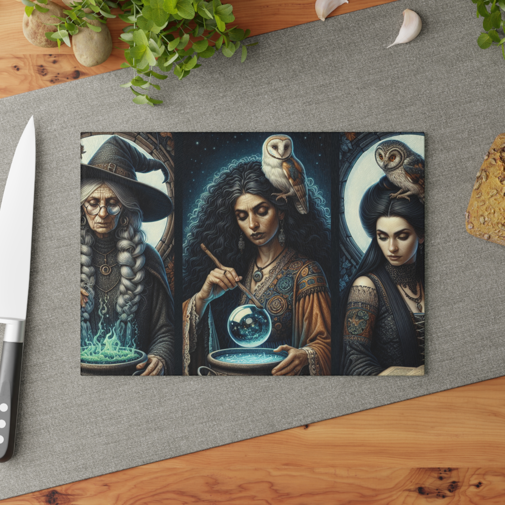 The Three Witches Glass Cutting Board