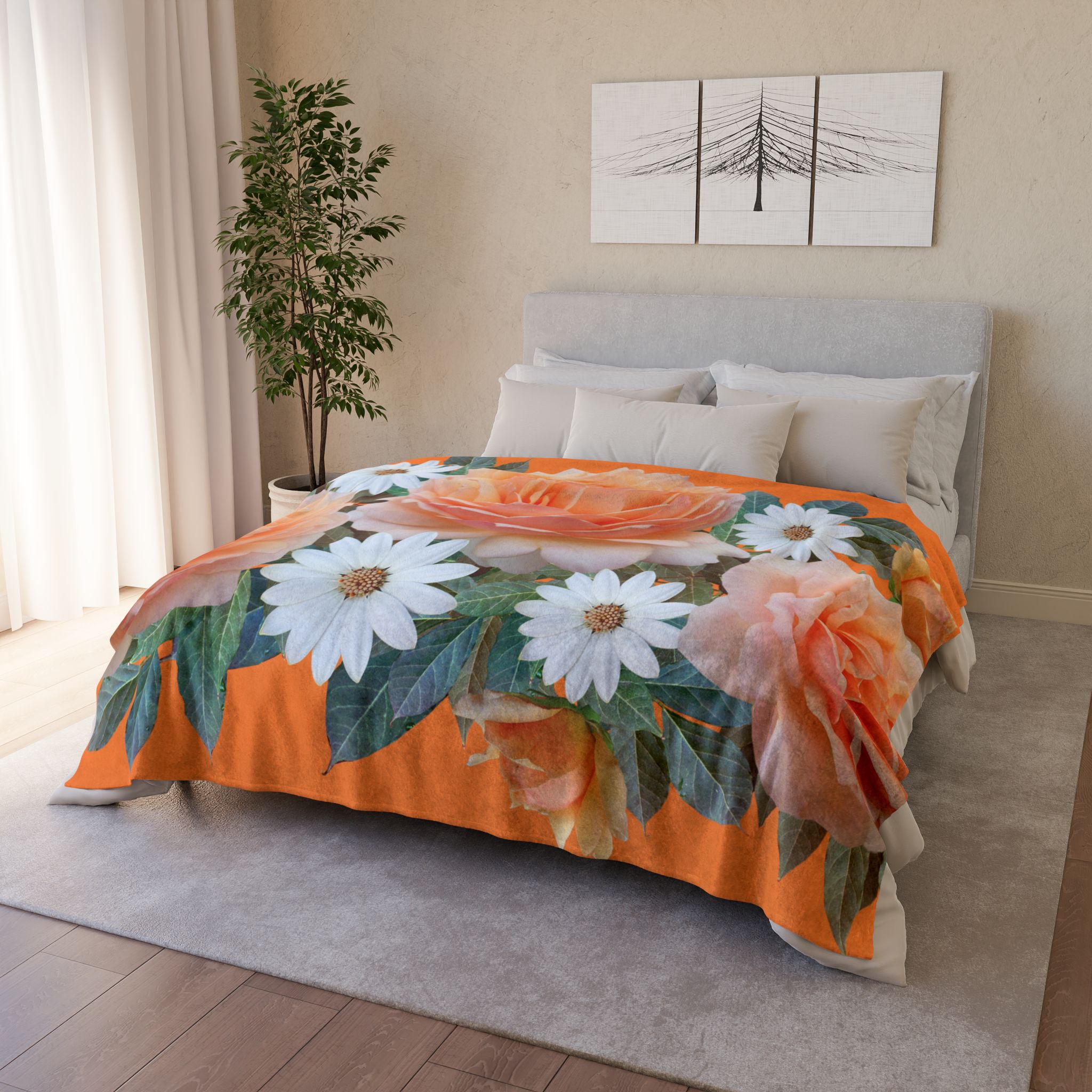 Soft Polyester Blanket of Flowers