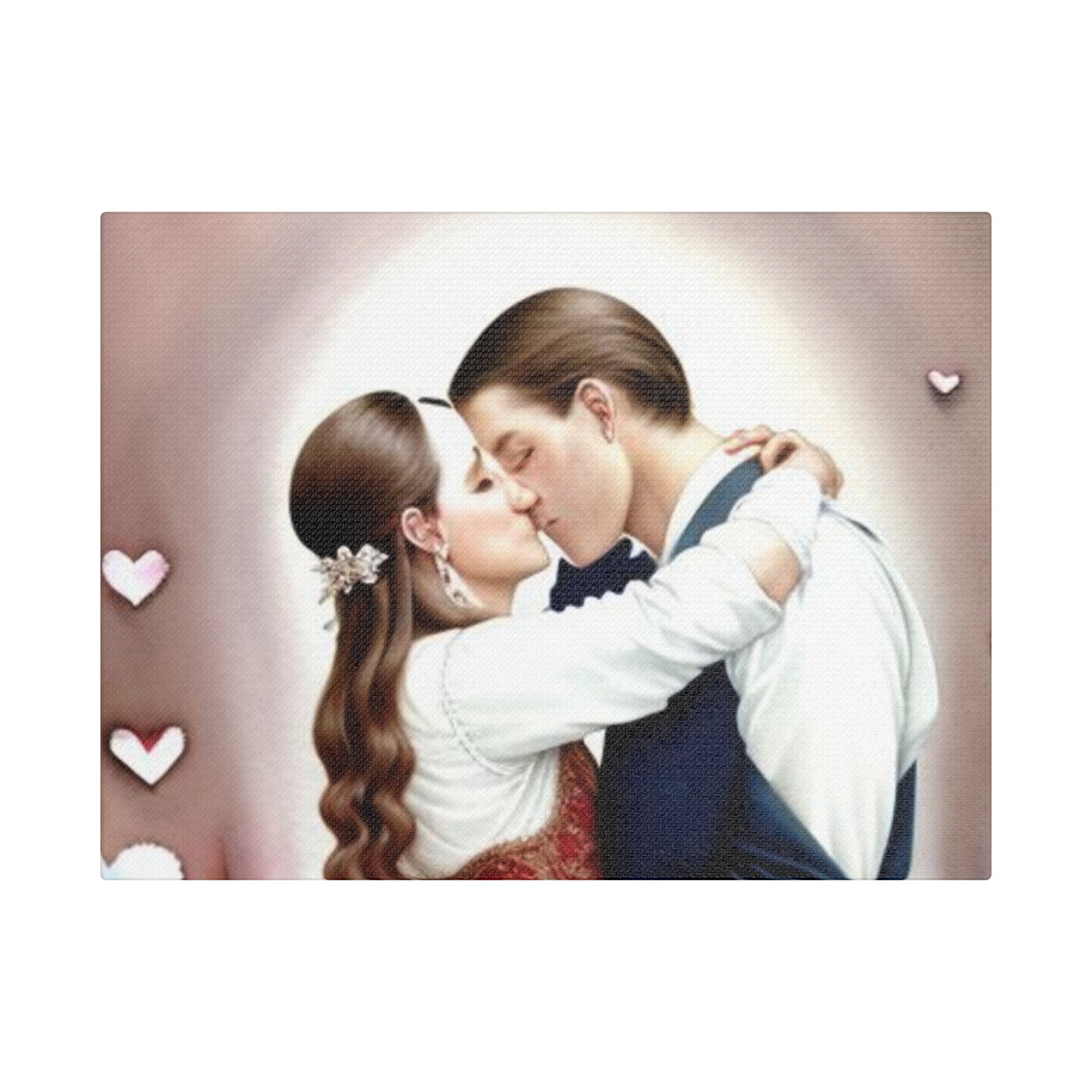 Romantic Satin Canvas Art - Stretched Couple Kiss Wall Decor - Image 9