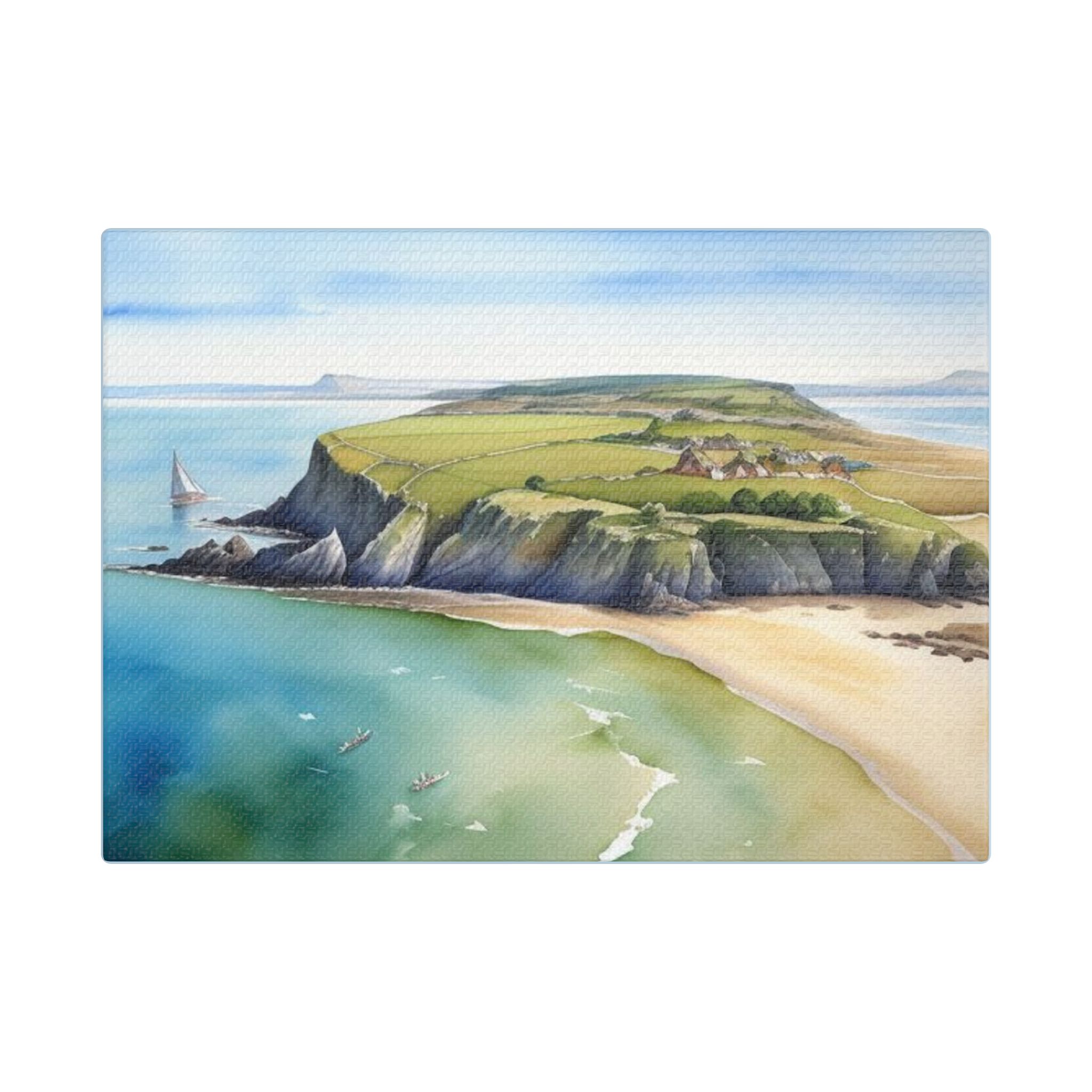 Canvas Wall Art - The Seaside Collection Welcome To Coastline Of Holy Island