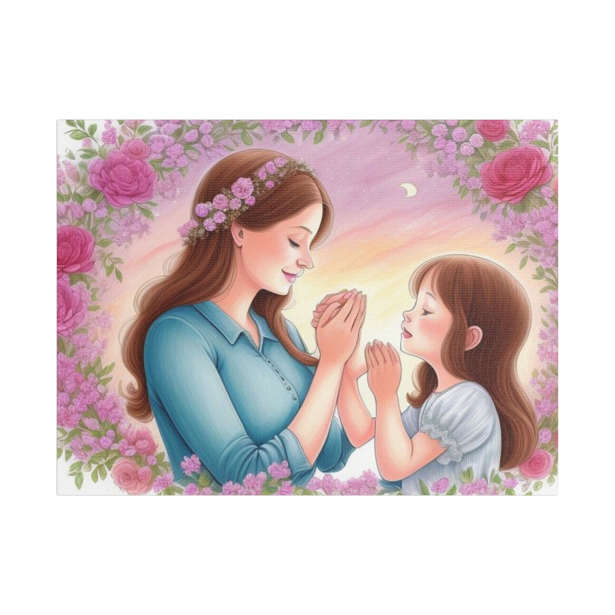 Canvas Print Floral Mother-Daughter In Prayer - Image 17