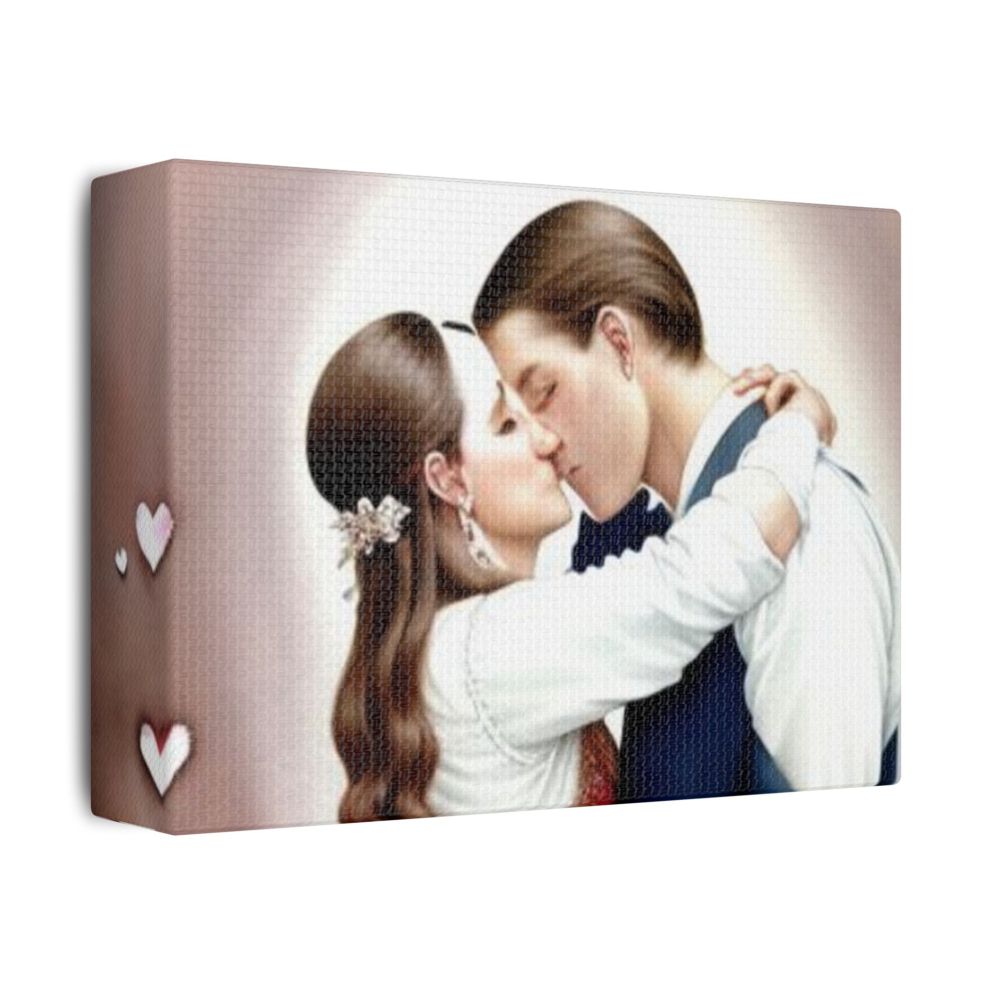 Romantic Satin Canvas Art - Stretched Couple Kiss Wall Decor - Image 2