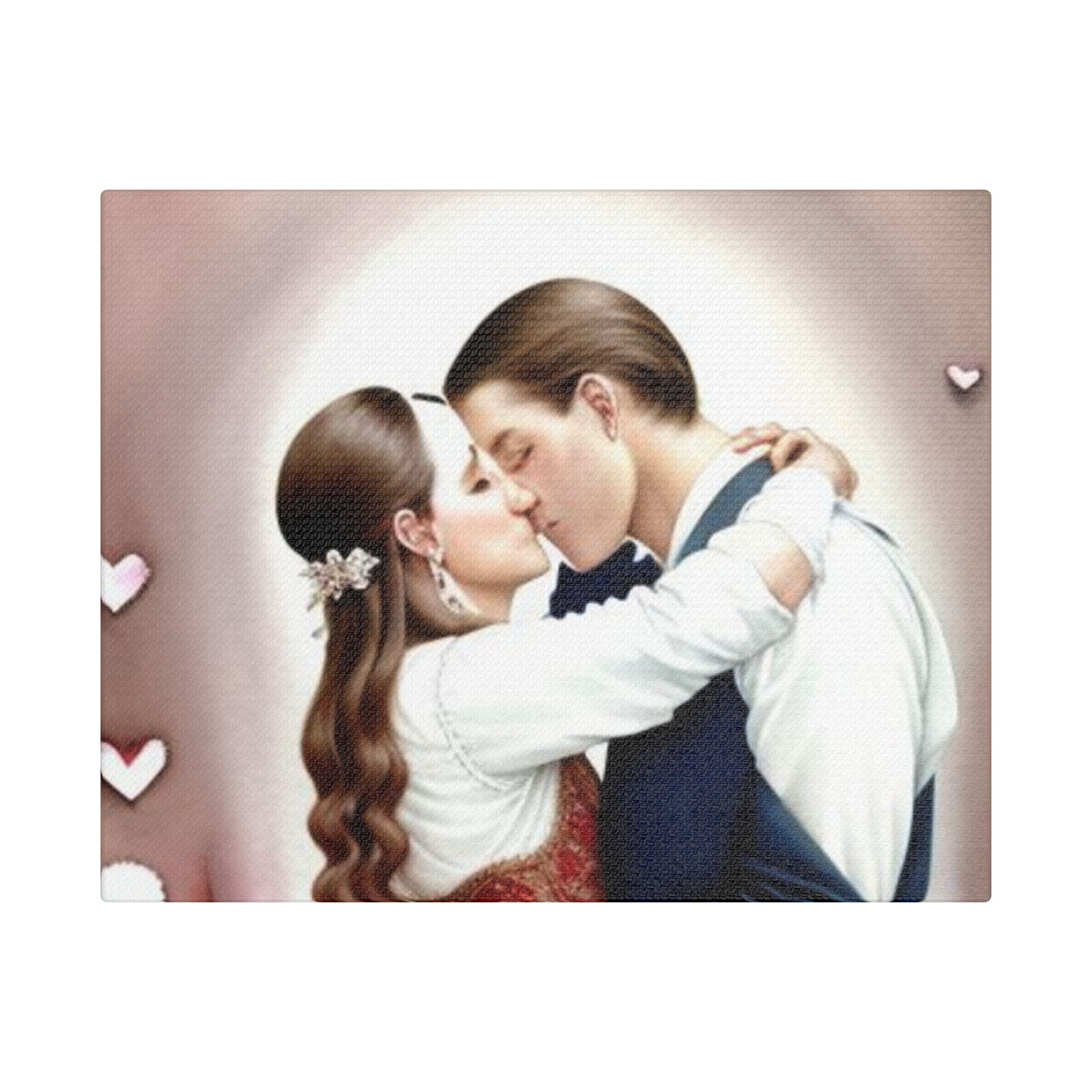 Romantic Satin Canvas Art - Stretched Couple Kiss Wall Decor - Image 5