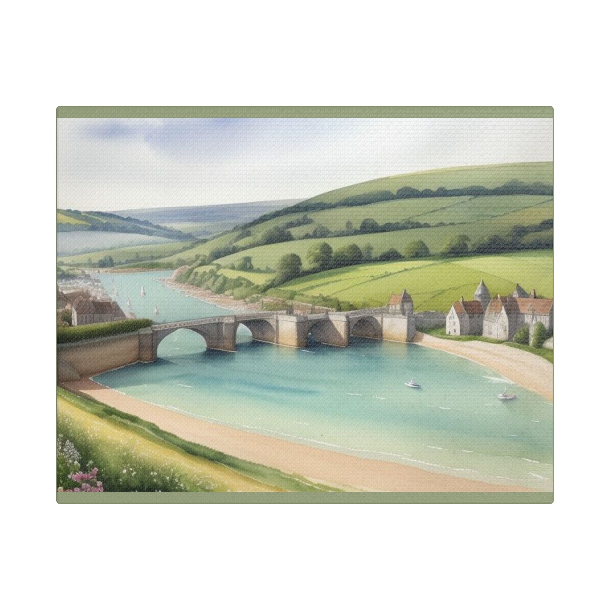 Canvas Wall Art - Heart of England Green Grass Welcome Design - Image 5