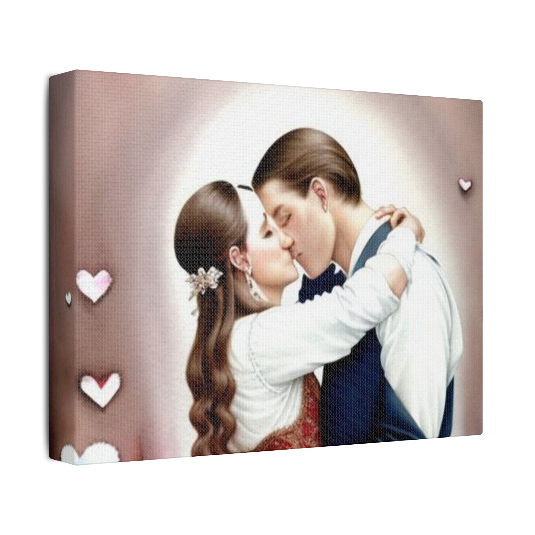Romantic Satin Canvas Art - Stretched Couple Kiss Wall Decor - Image 10
