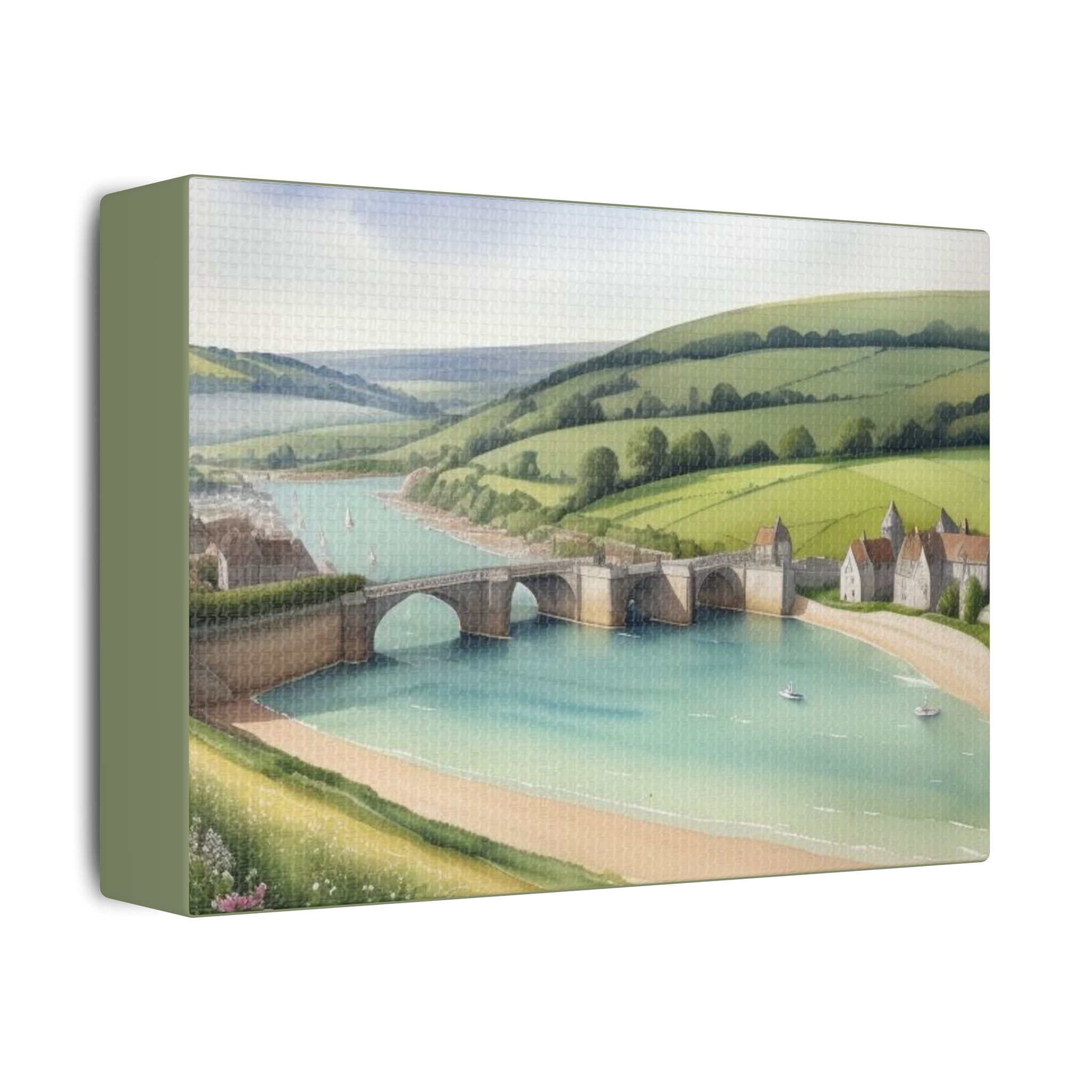 Canvas Wall Art - Heart of England Green Grass Welcome Design - Image 2