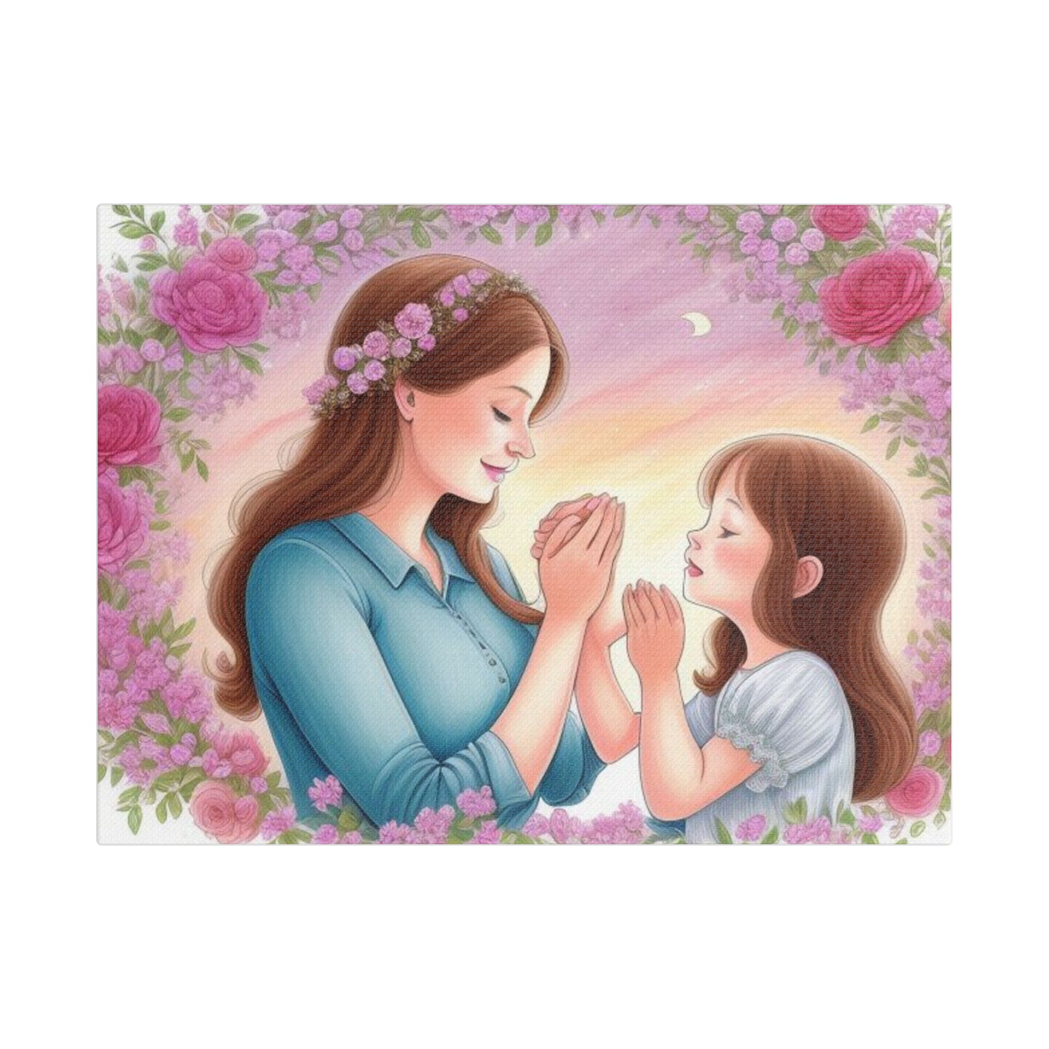 Canvas Print Floral Mother-Daughter In Prayer - Image 9