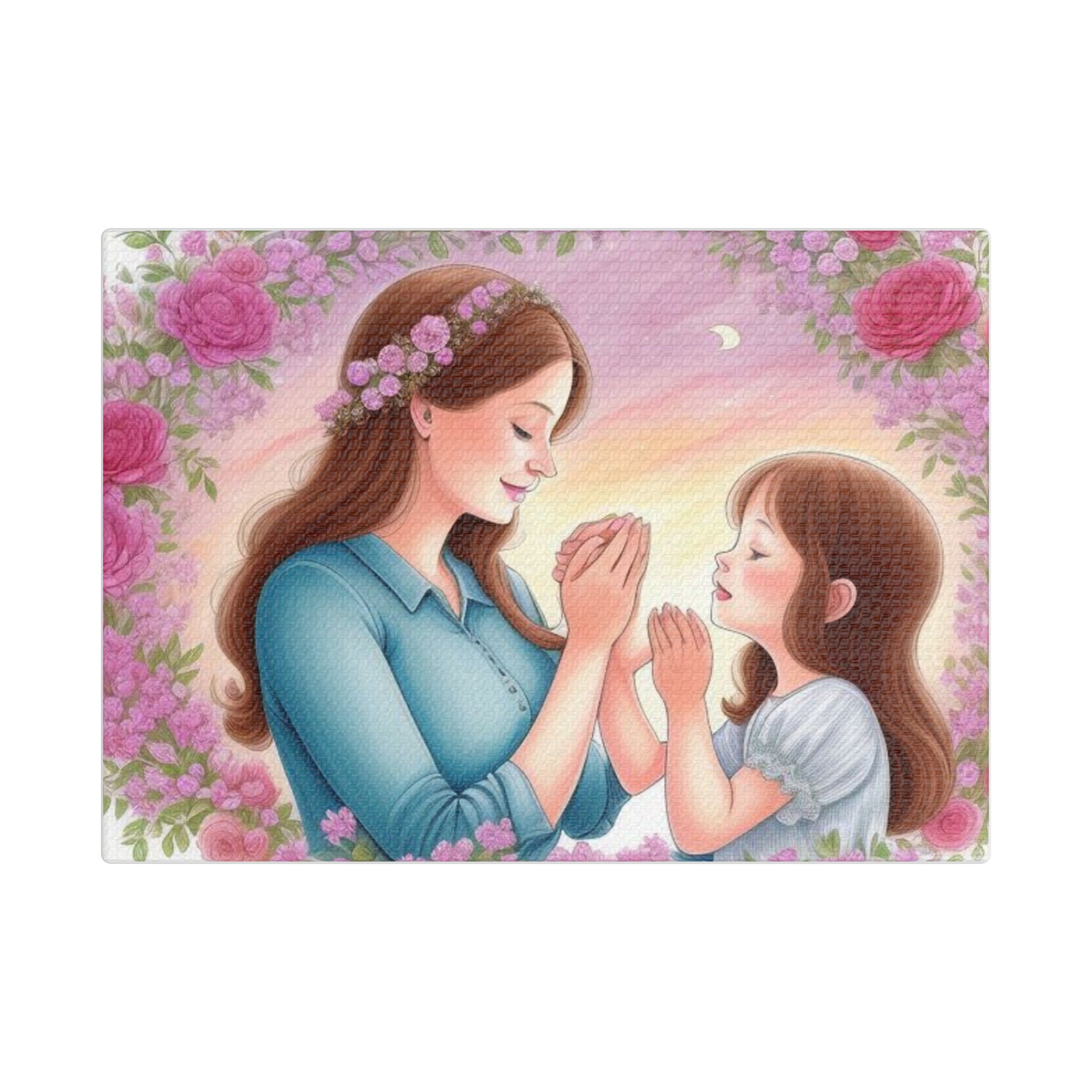 Canvas Print Floral Mother-Daughter In Prayer