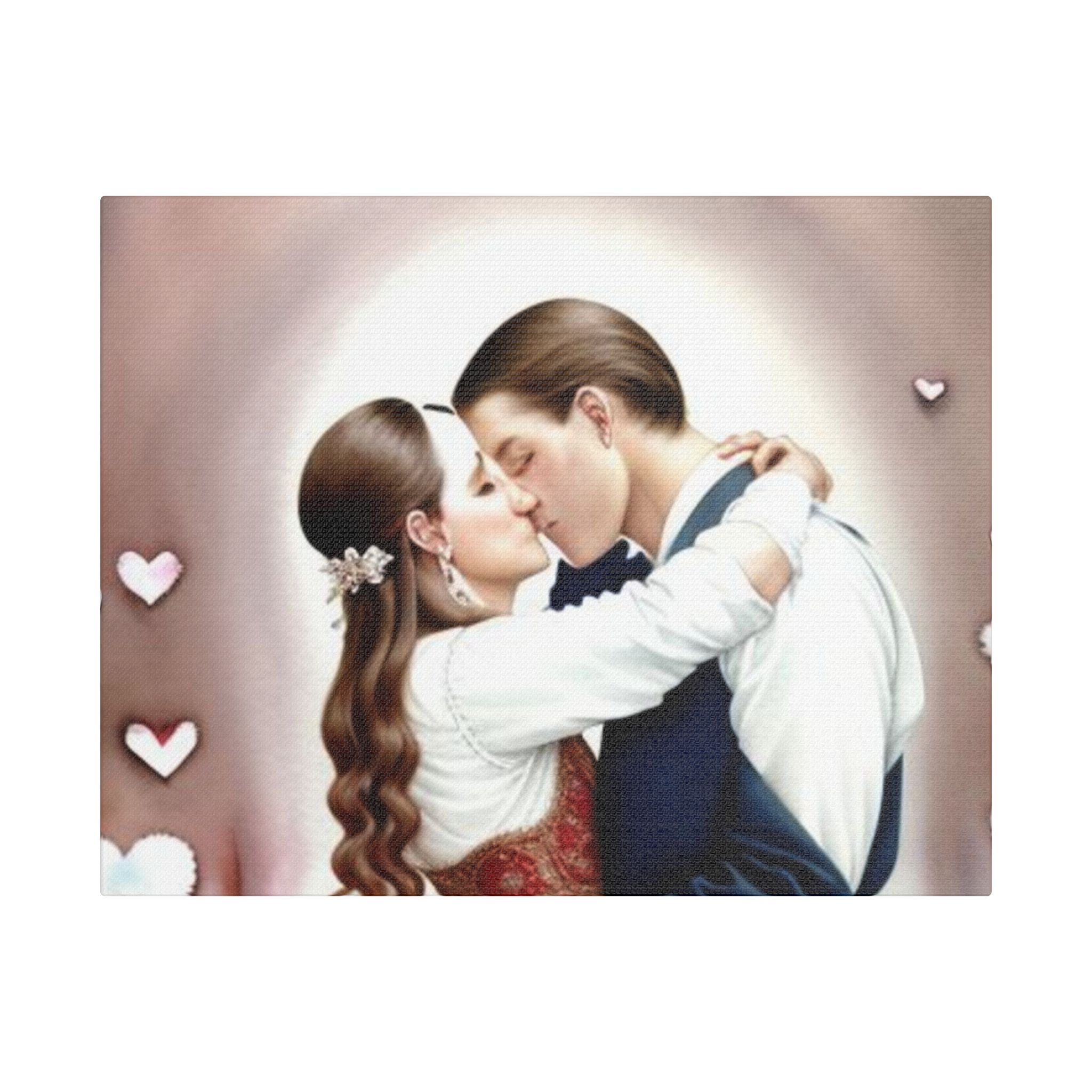 Romantic Satin Canvas Art - Stretched Couple Kiss Wall Decor - Image 13