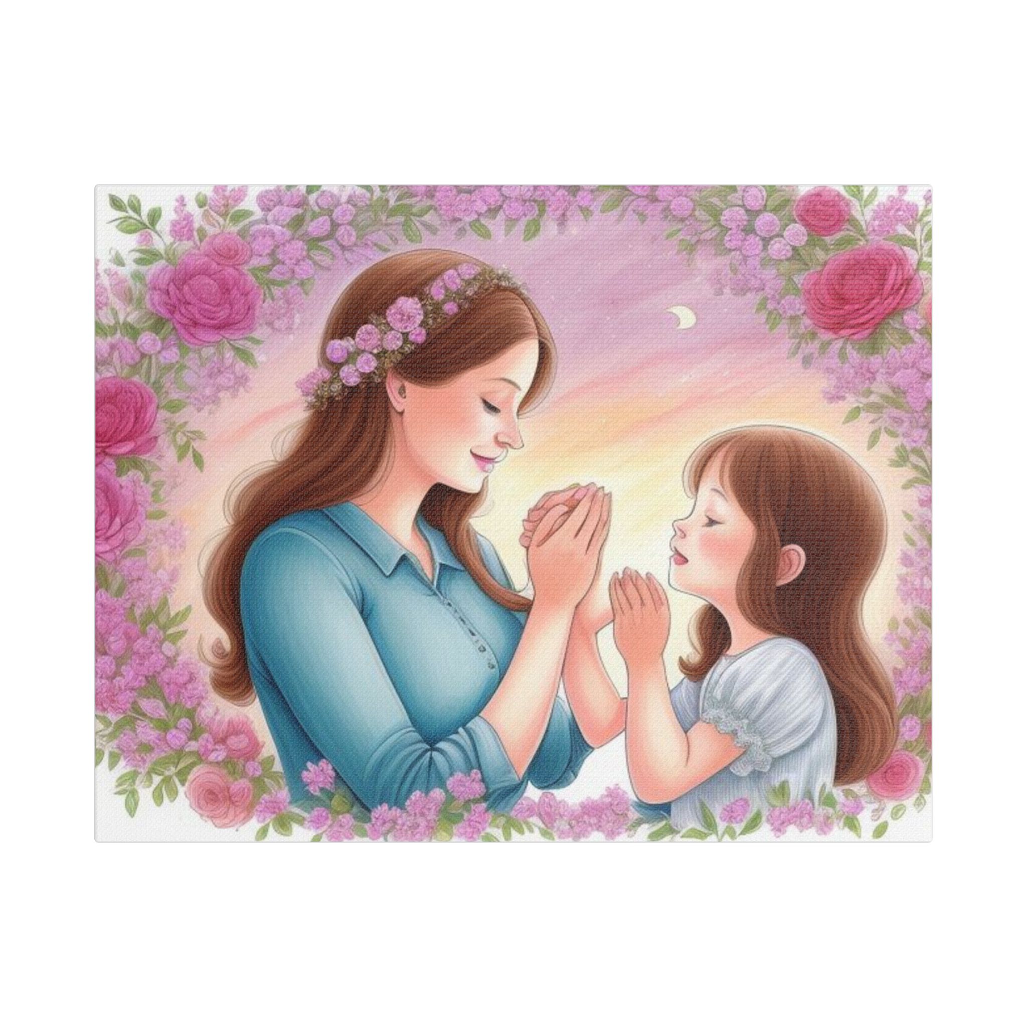 Canvas Print Floral Mother-Daughter In Prayer - Image 13