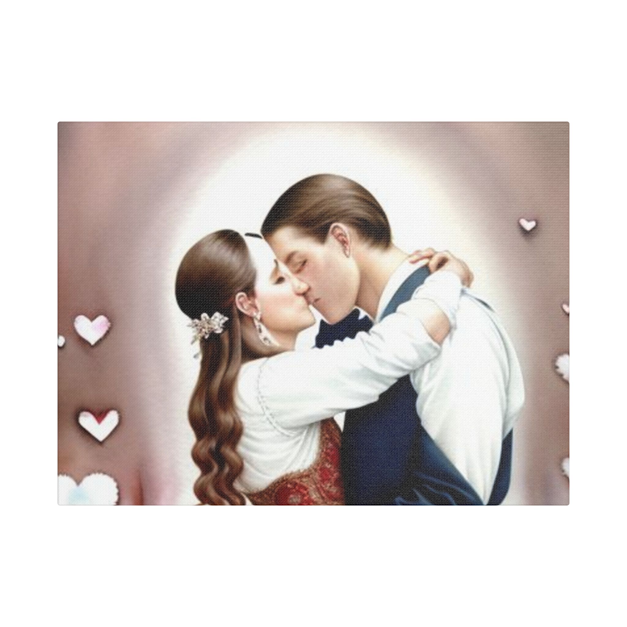 Romantic Satin Canvas Art - Stretched Couple Kiss Wall Decor - Image 17