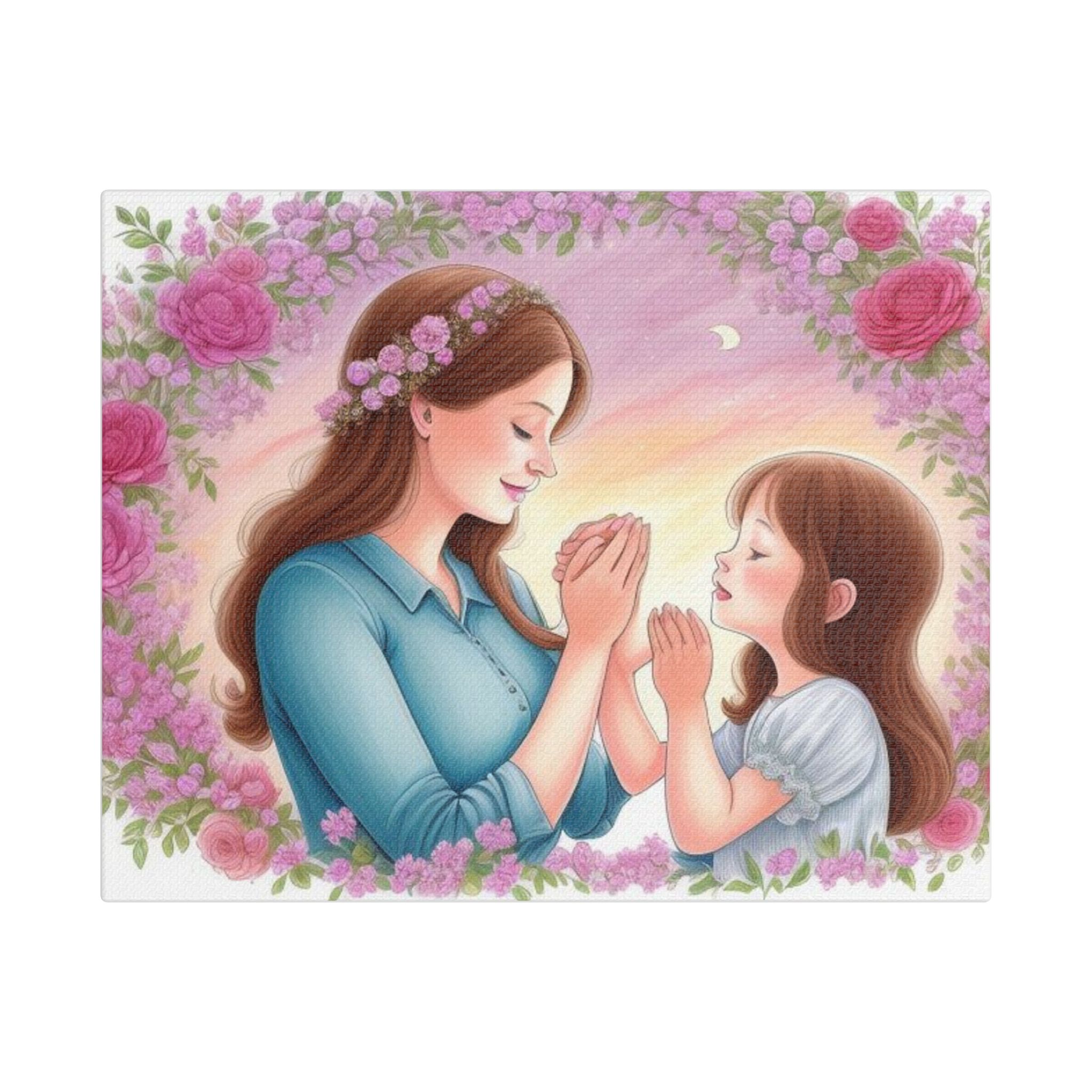 Canvas Print Floral Mother-Daughter In Prayer - Image 5