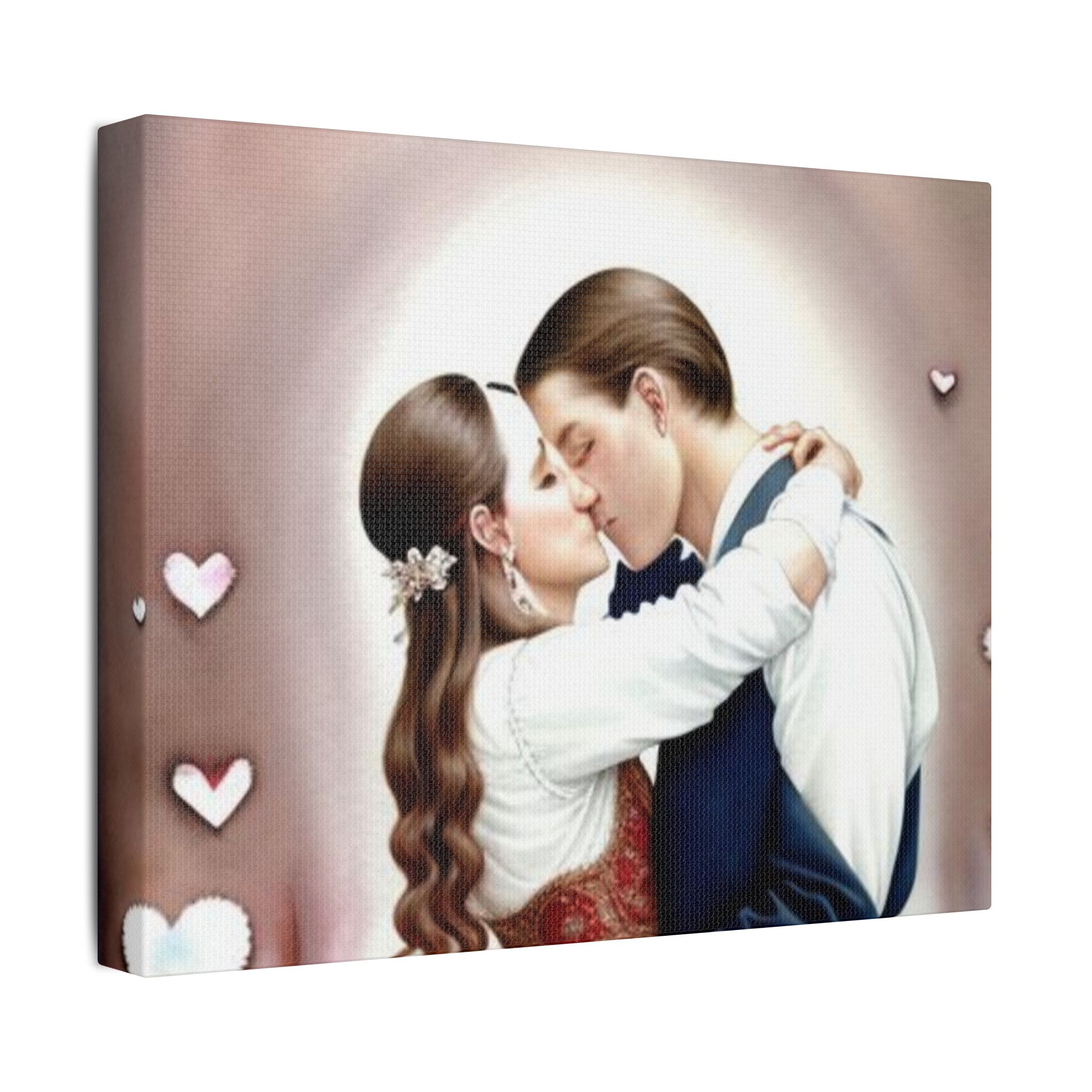 Romantic Satin Canvas Art - Stretched Couple Kiss Wall Decor - Image 14