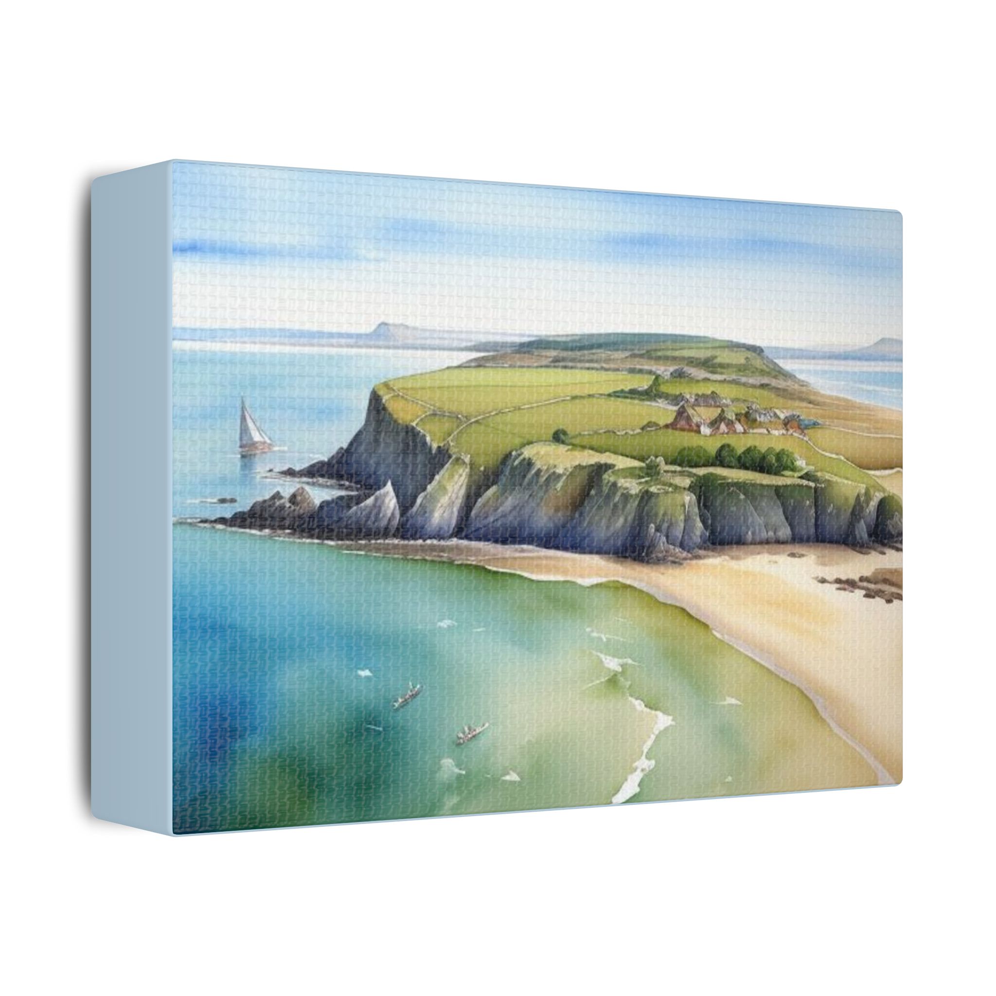 Canvas Wall Art - The Seaside Collection Welcome To Coastline Of Holy Island - Image 2