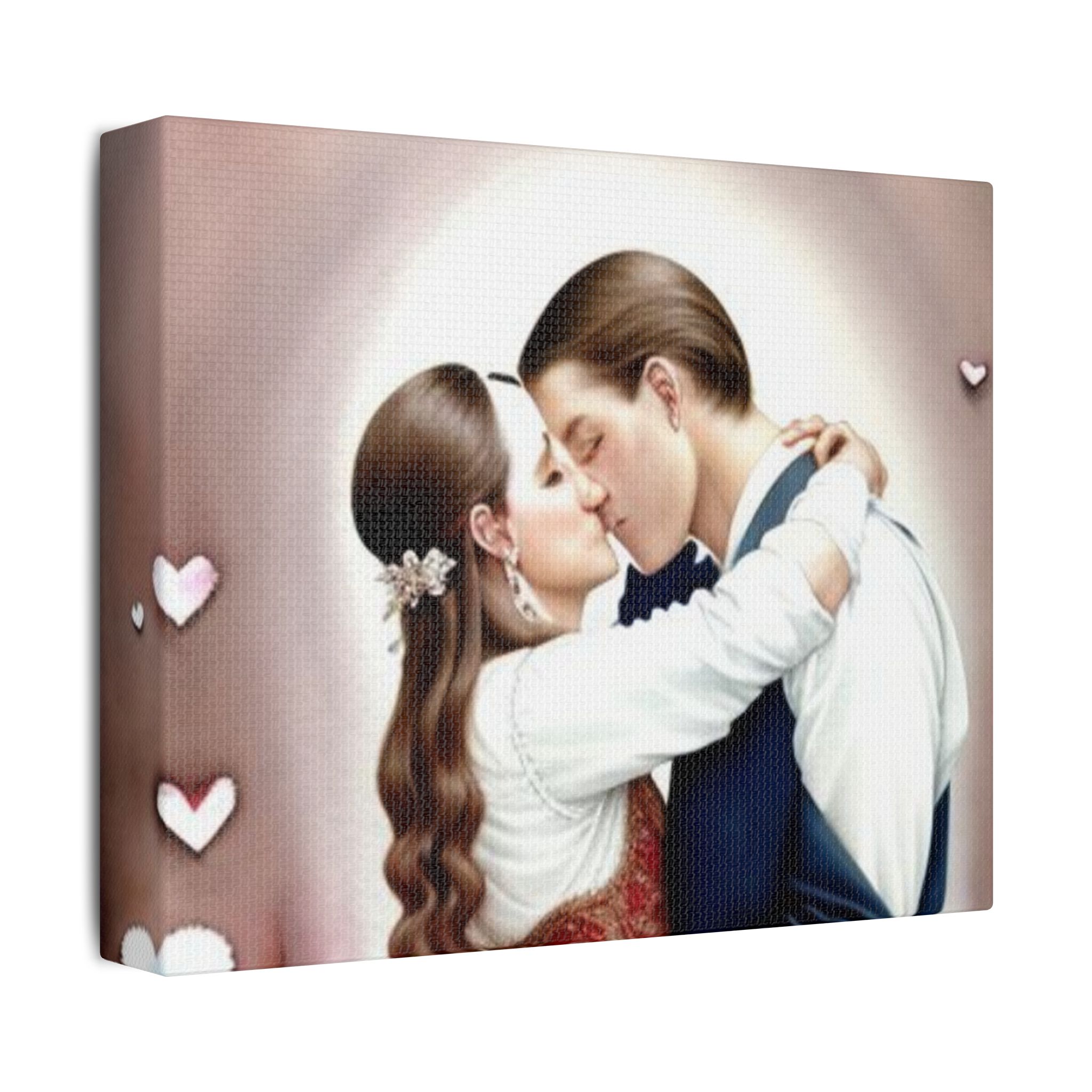 Romantic Satin Canvas Art - Stretched Couple Kiss Wall Decor - Image 6