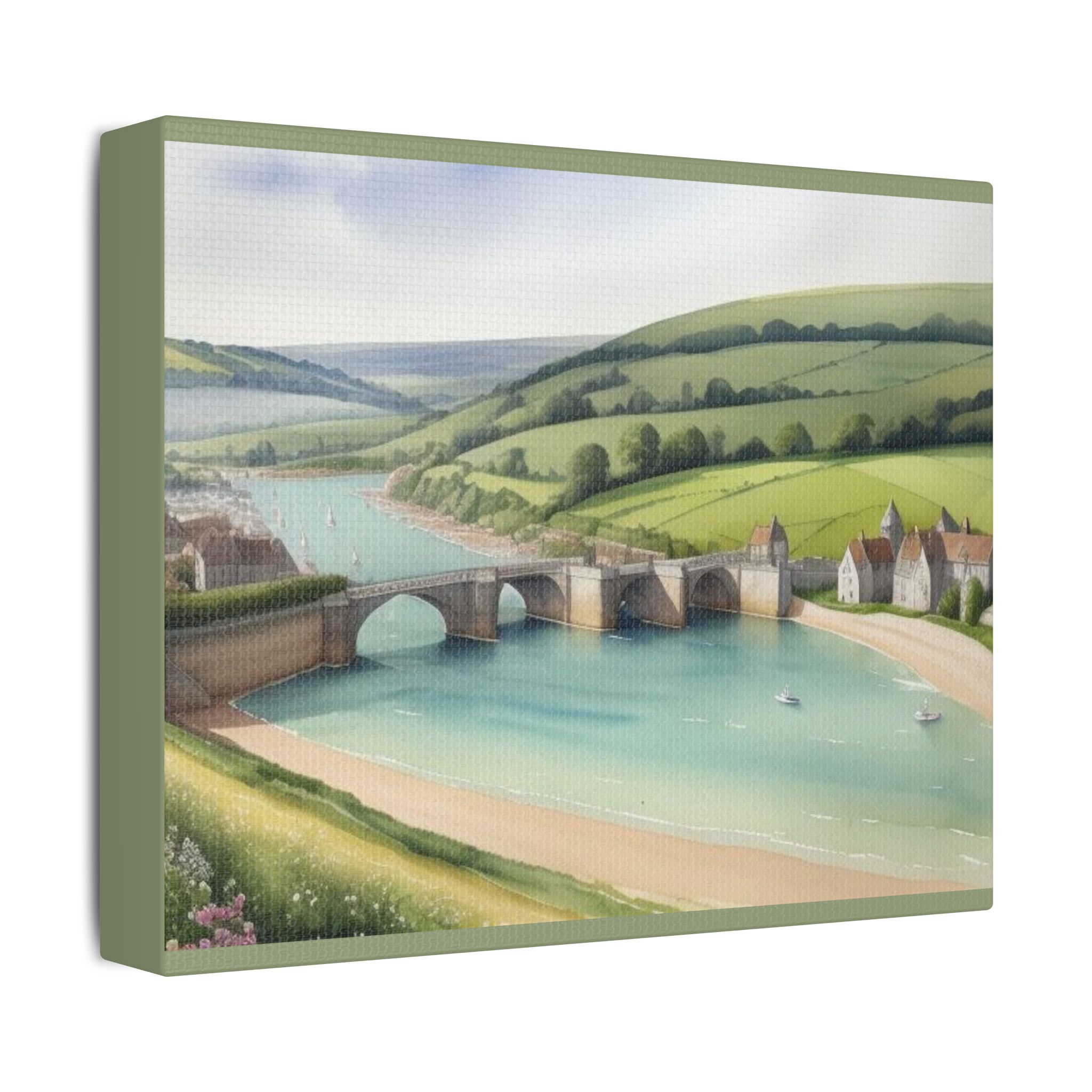 Canvas Wall Art - Heart of England Green Grass Welcome Design - Image 6