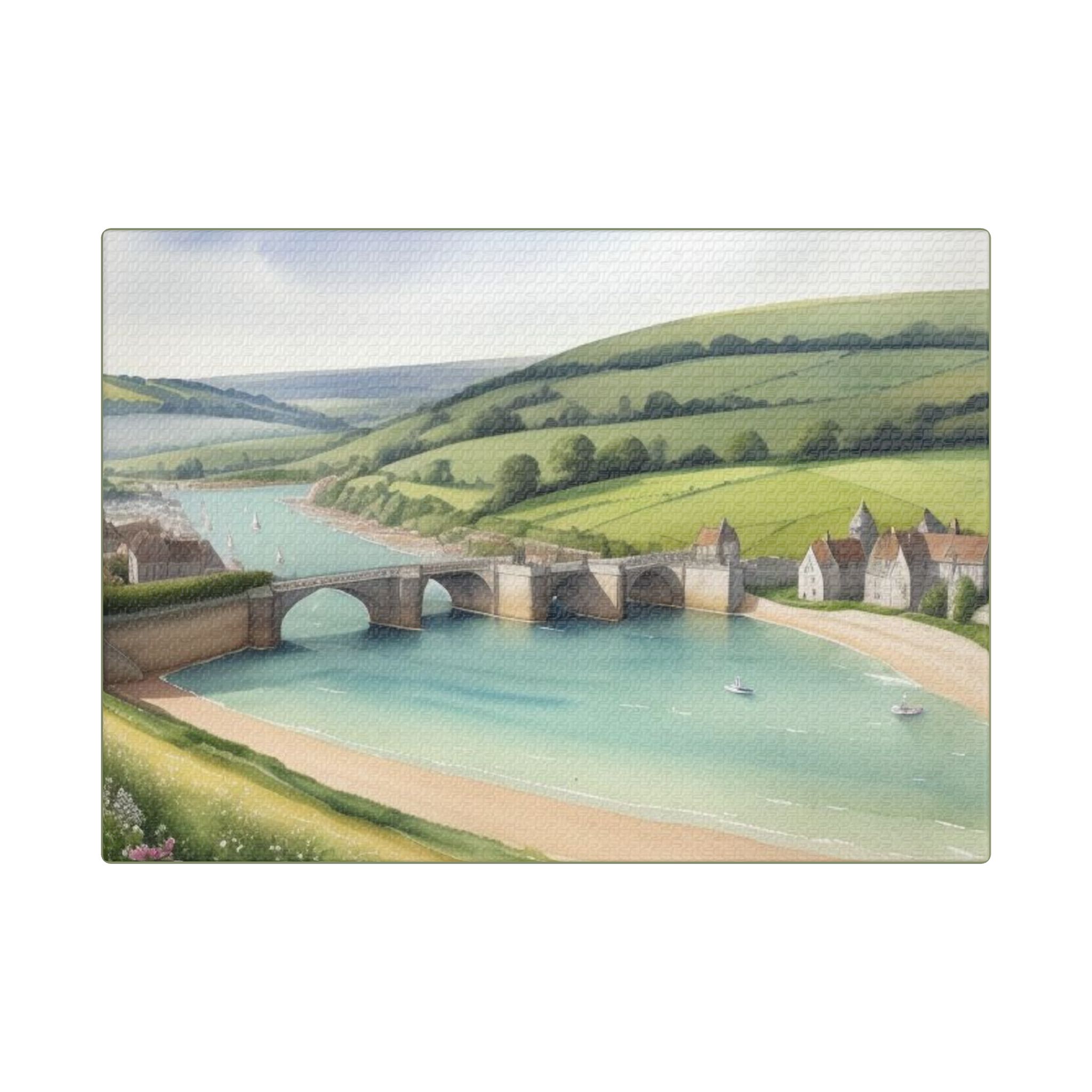 Canvas Wall Art - Heart of England Green Grass Welcome Design