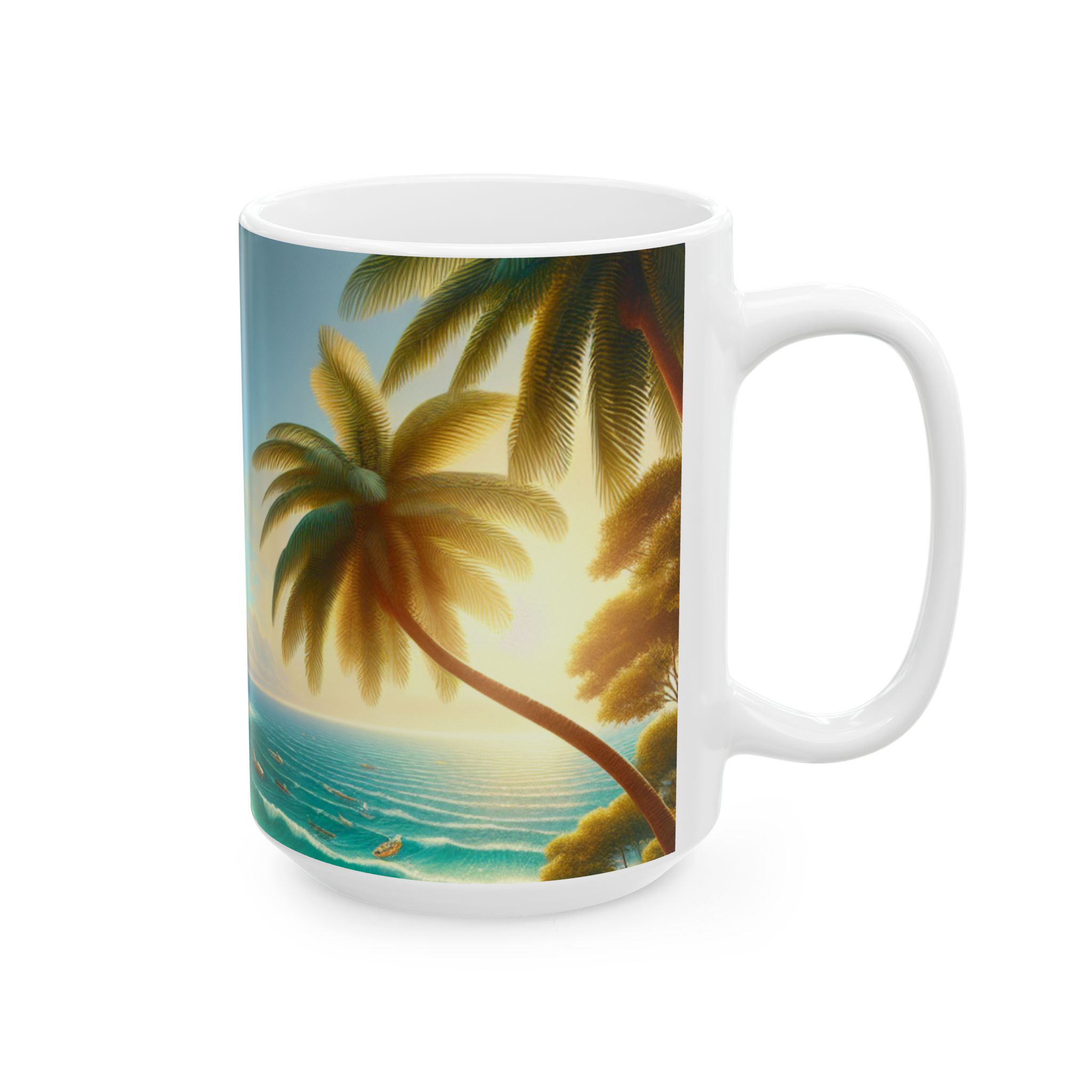 Tropical Ceramic Mug (11oz, 15oz) - It's A Tropical Day For A Coffee - Image 9