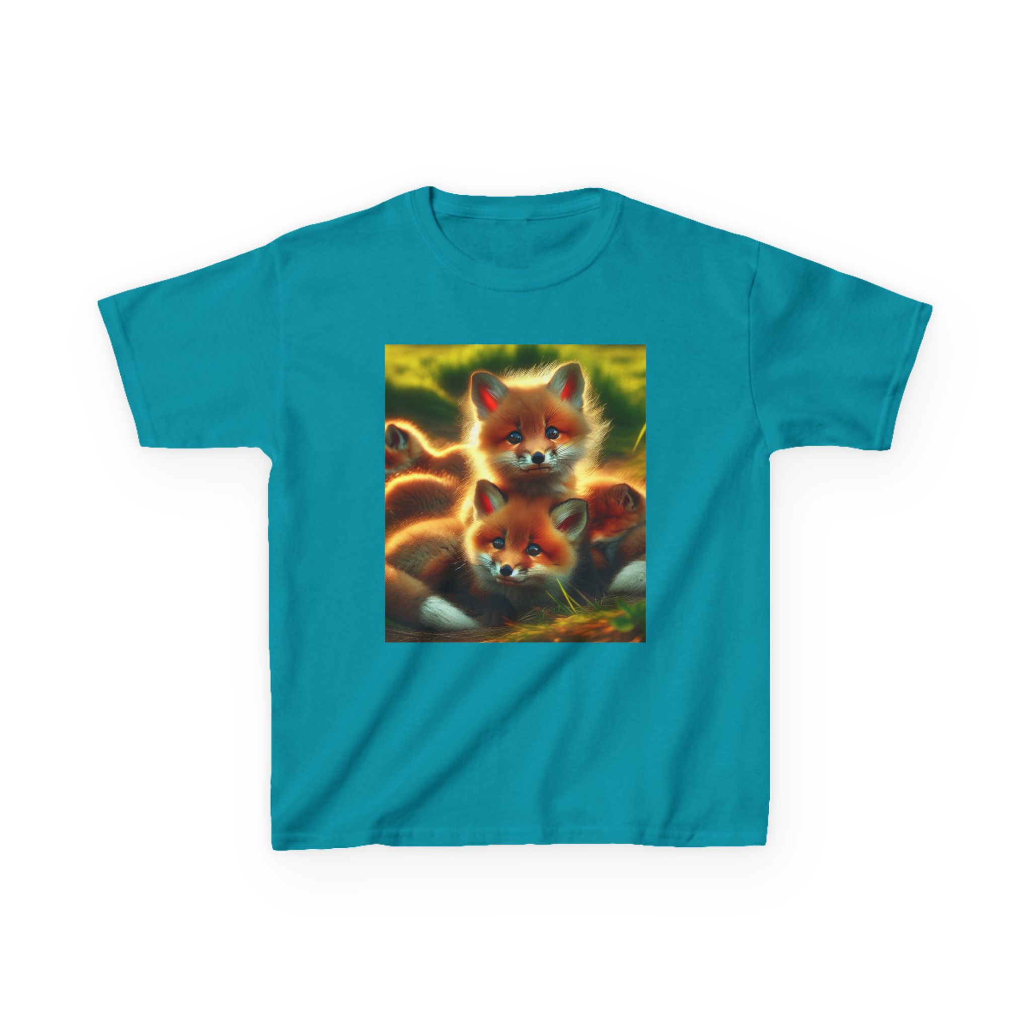 Kids Tee Cute Fox Cubs Loves Cuddles - Image 25