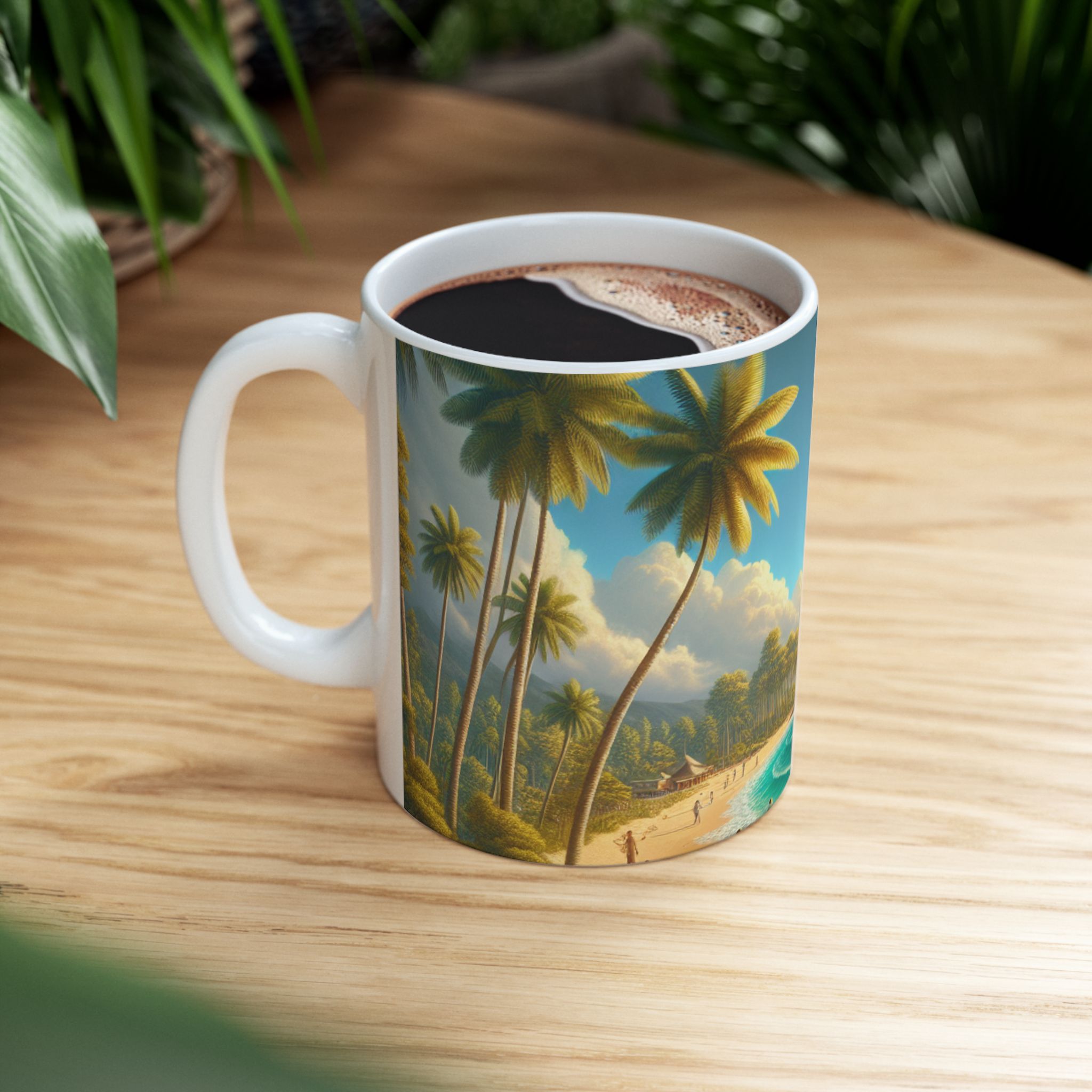 Tropical Ceramic Mug (11oz, 15oz) - It's A Tropical Day For A Coffee