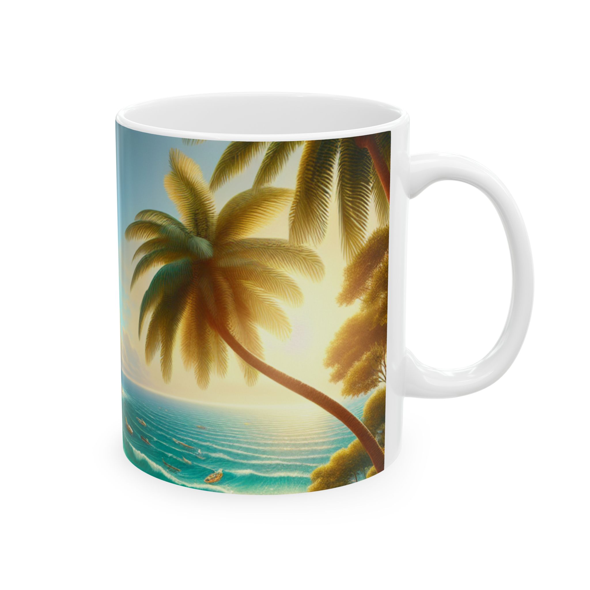 Tropical Ceramic Mug (11oz, 15oz) - It's A Tropical Day For A Coffee - Image 5