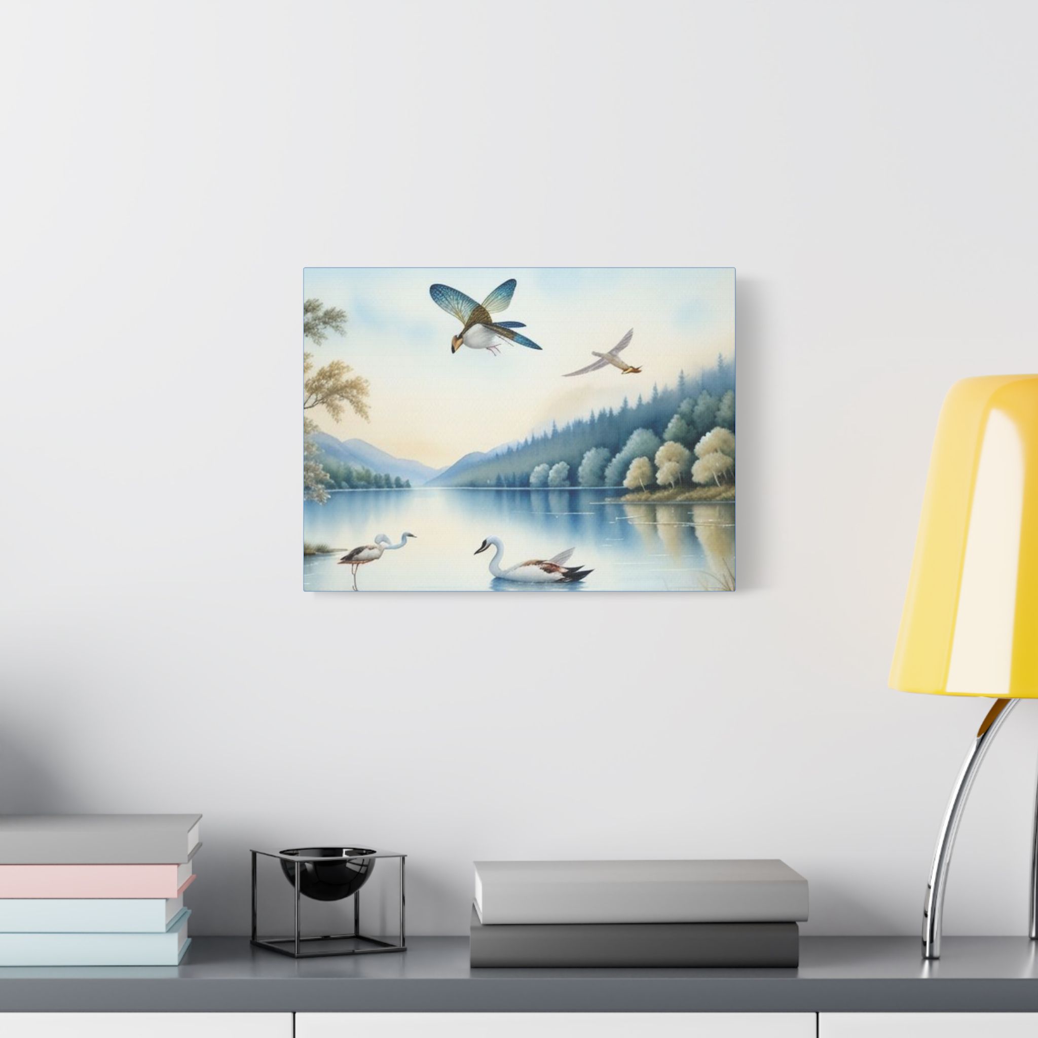 Canvas Wall Art Swans and Dragonflys On A Lake - Image 19