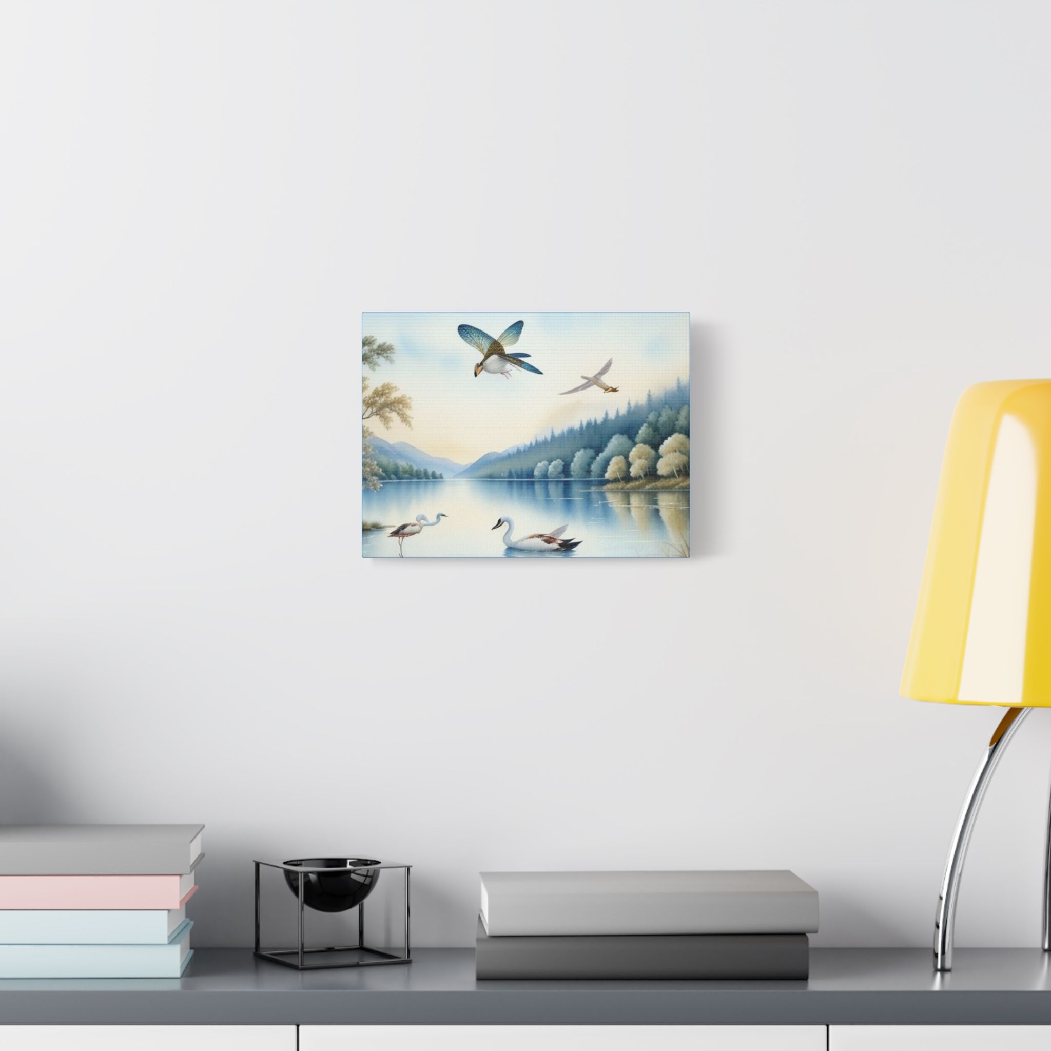 Canvas Wall Art Swans and Dragonflys On A Lake - Image 11
