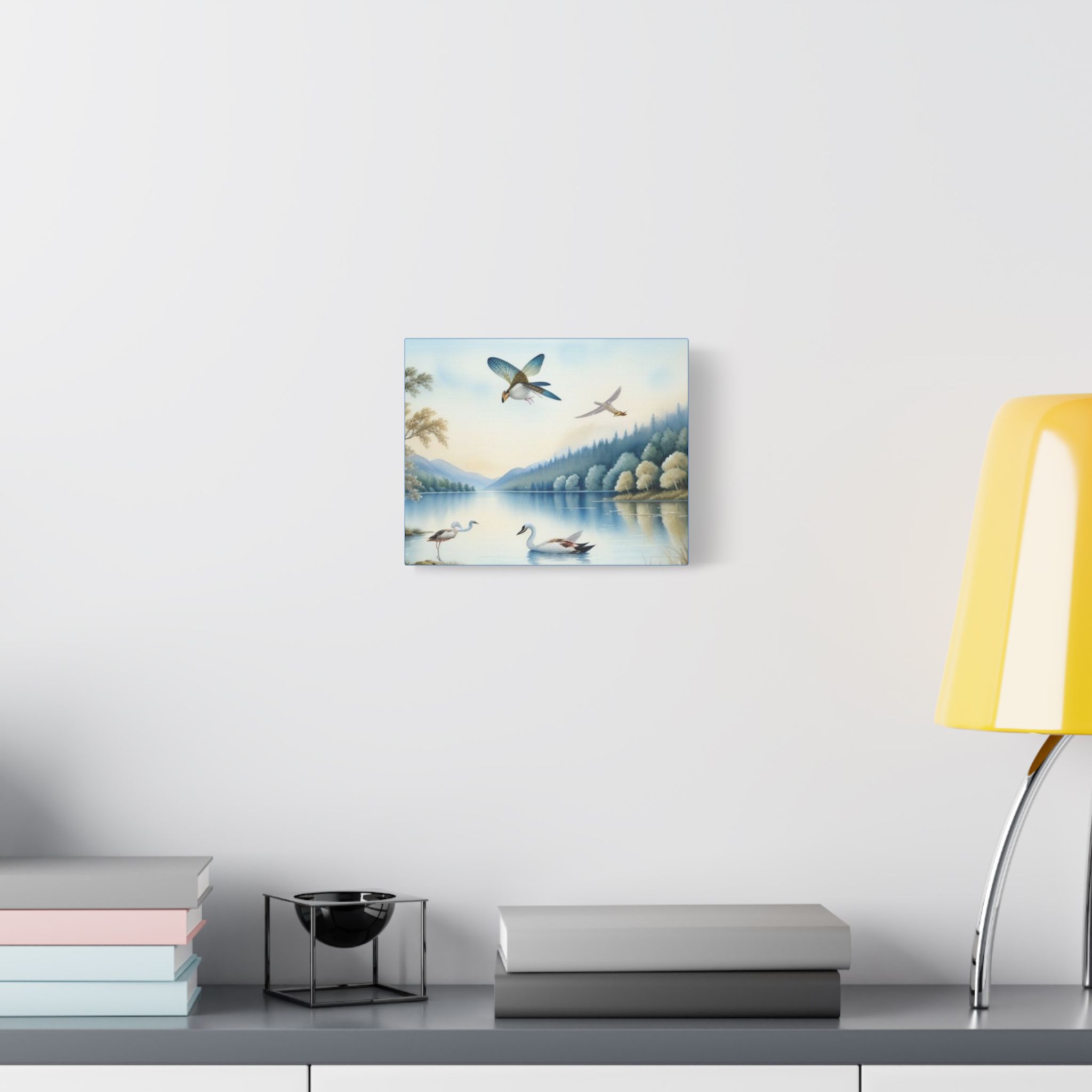 Canvas Wall Art Swans and Dragonflys On A Lake - Image 7