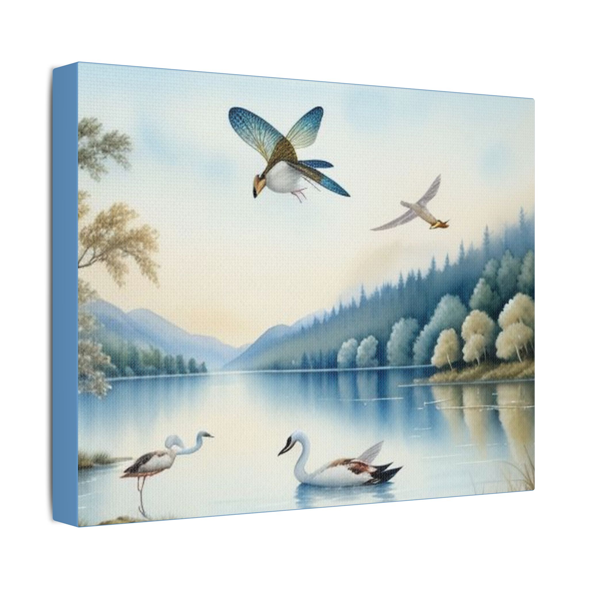 Canvas Wall Art Swans and Dragonflys On A Lake - Image 14