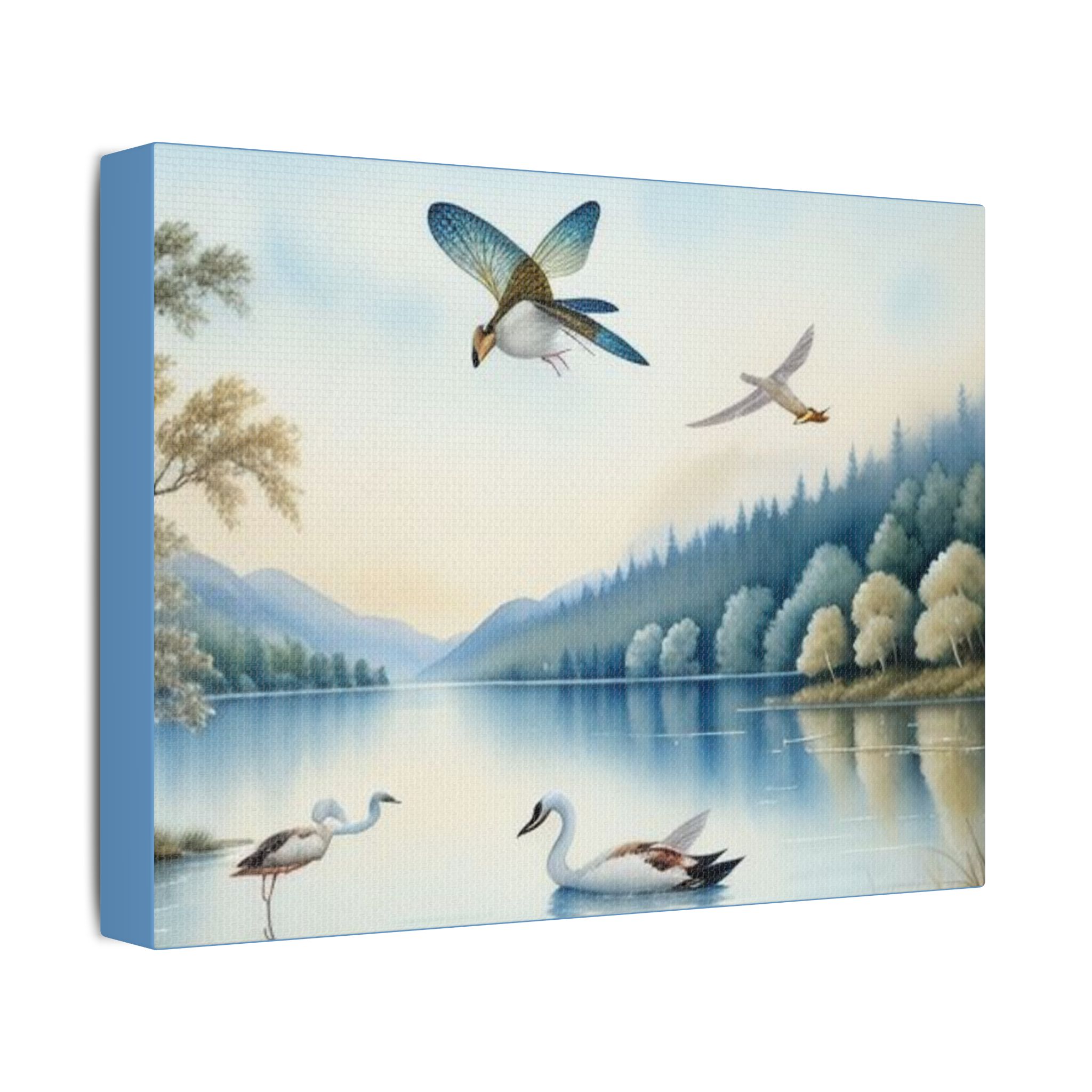 Canvas Wall Art Swans and Dragonflys On A Lake - Image 10