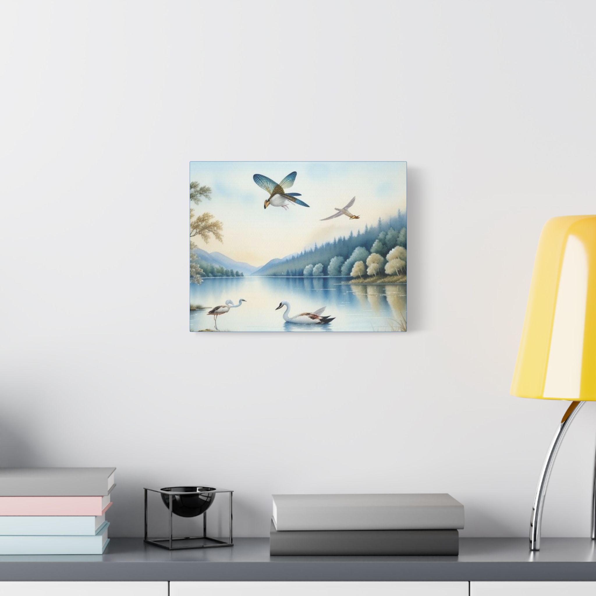Canvas Wall Art Swans and Dragonflys On A Lake - Image 15