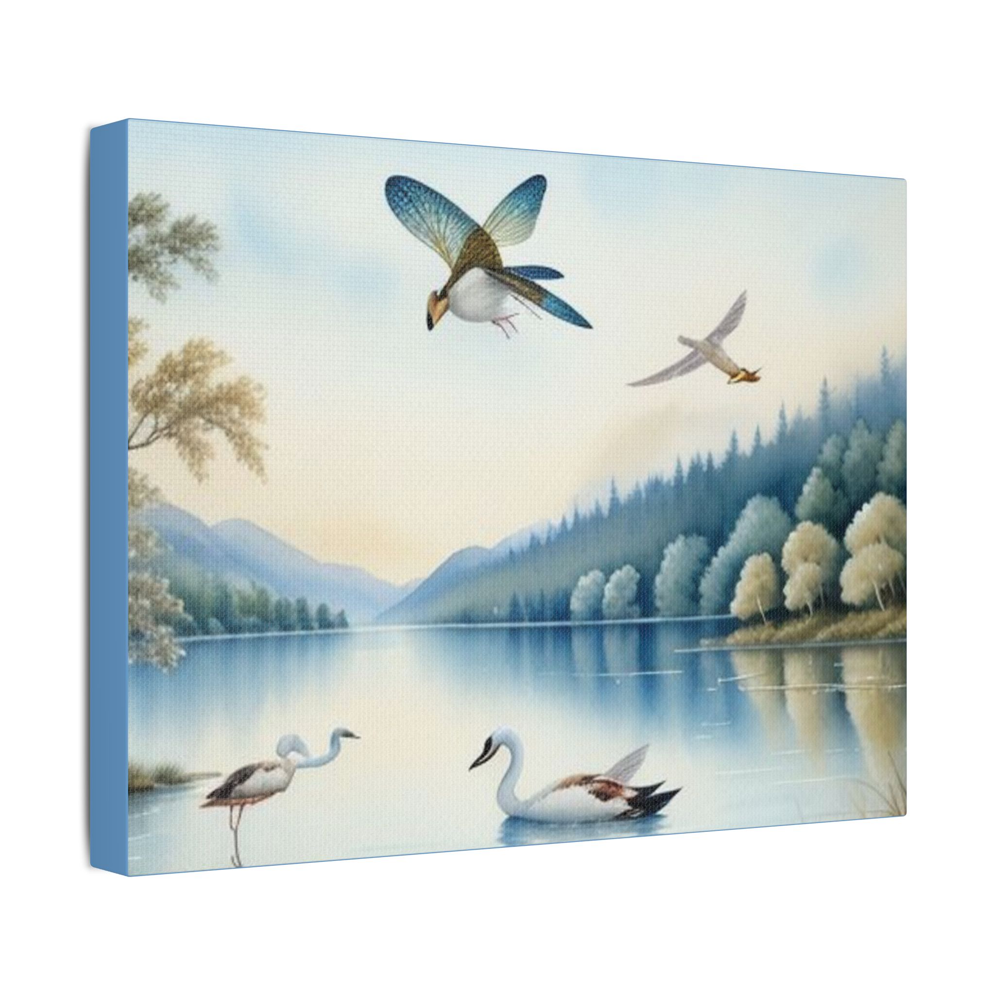 Canvas Wall Art Swans and Dragonflys On A Lake - Image 18